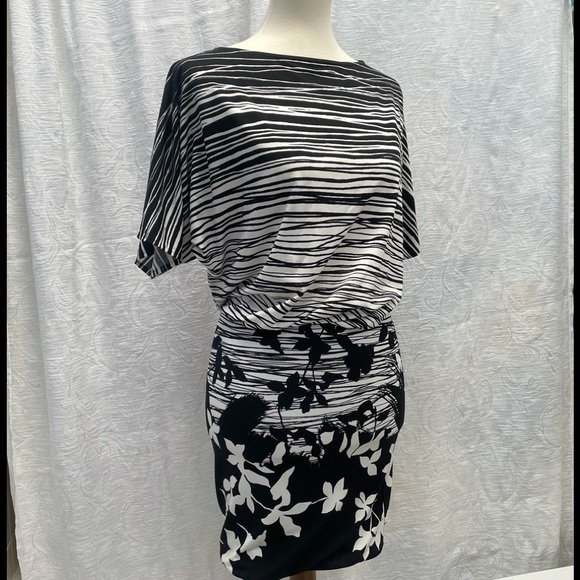 BCBGMaxazria Stripe & Floral Mini Dress - Picture 1 of 6